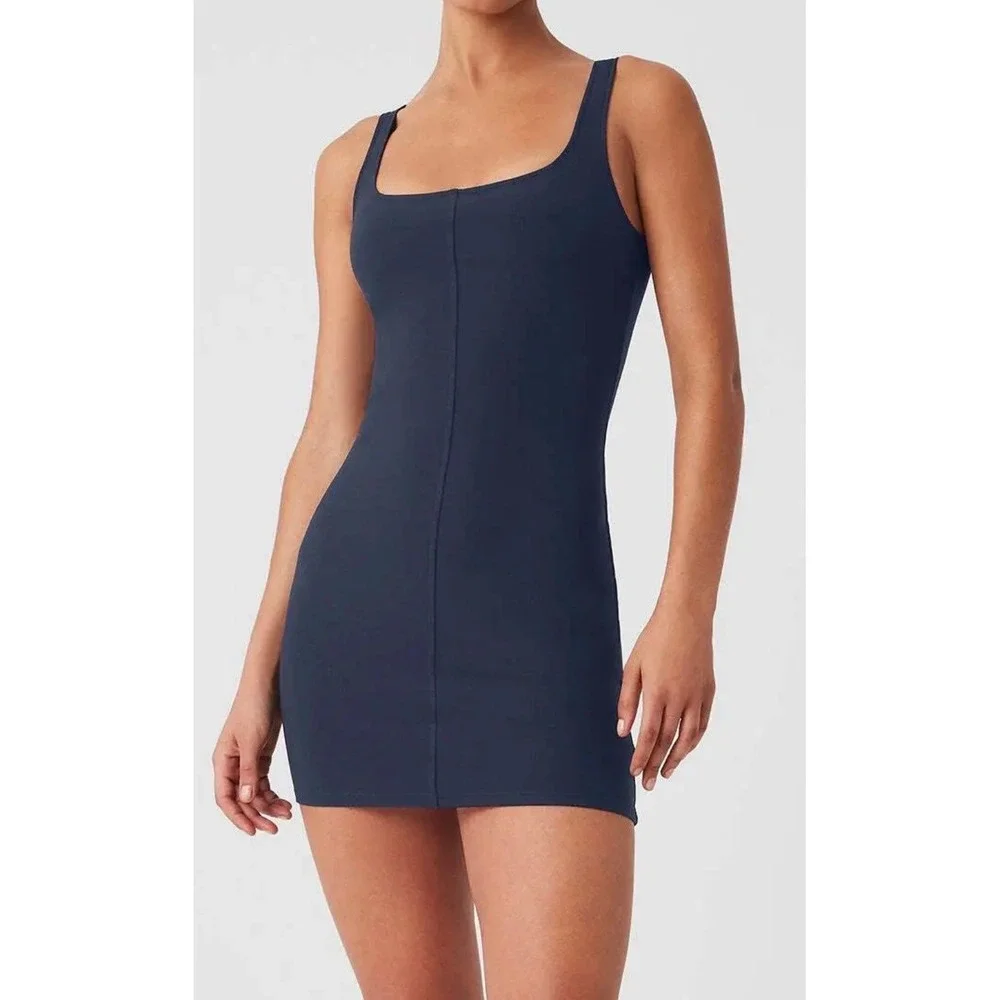 Alo Alosoft Head Start Dress Womens Medium Navy Blue Mini Athletic Tennis Preppy